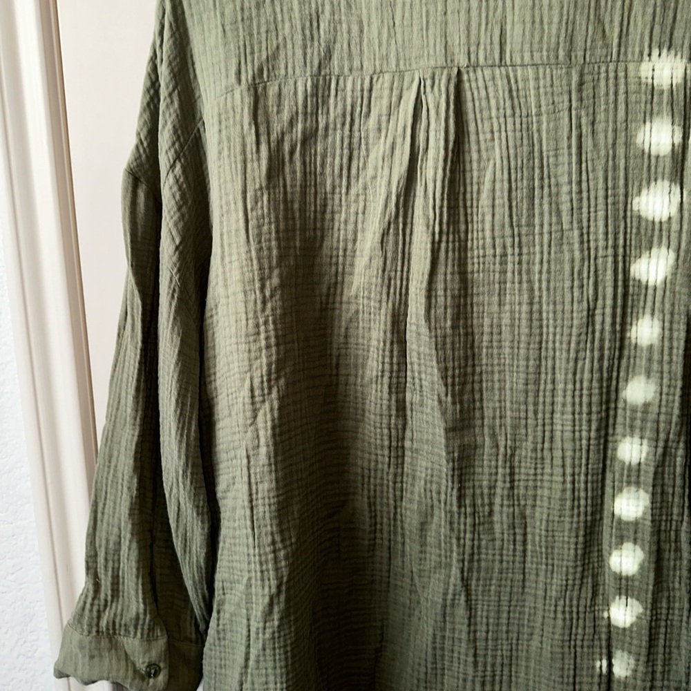 Kona Sol Lightweight Sage Green Olive 100% Cotton Beachy Coverup Long Sleeve - Picture 9 of 9